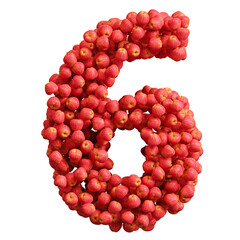 Alphabet made of red apples, number 6