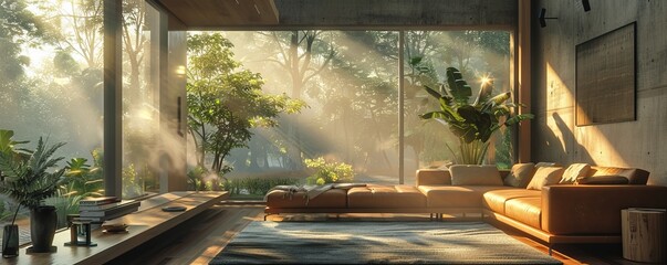 Modern Home With Furniture next to a window. Generative AI