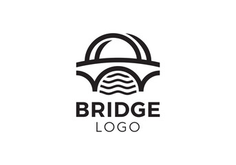 simple bridge with river logo vector design