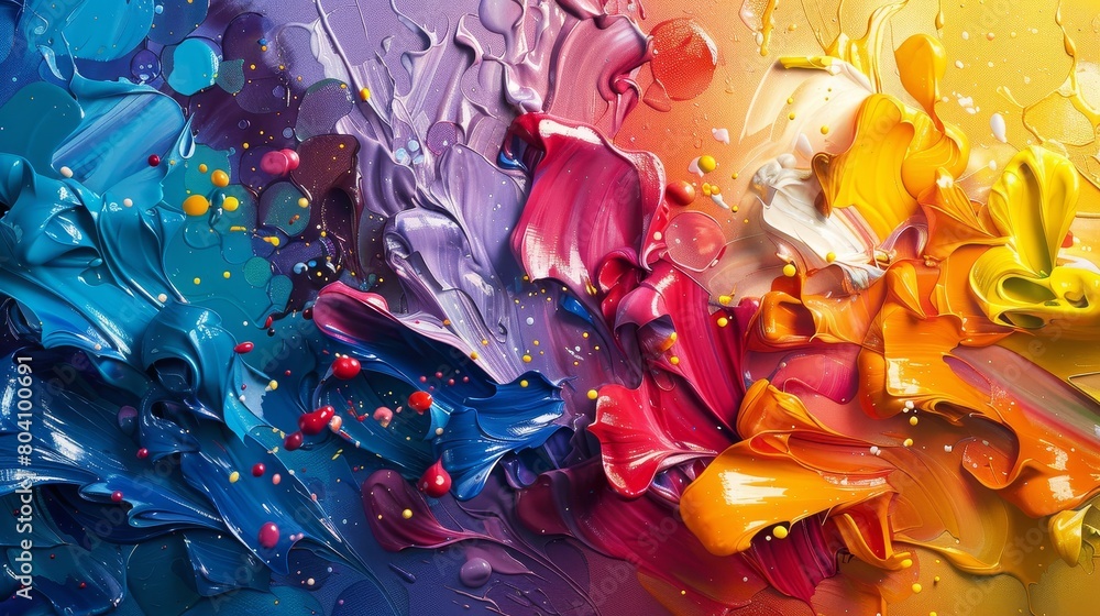Poster a dynamic composition of paint splashes arranged in a refined square outline