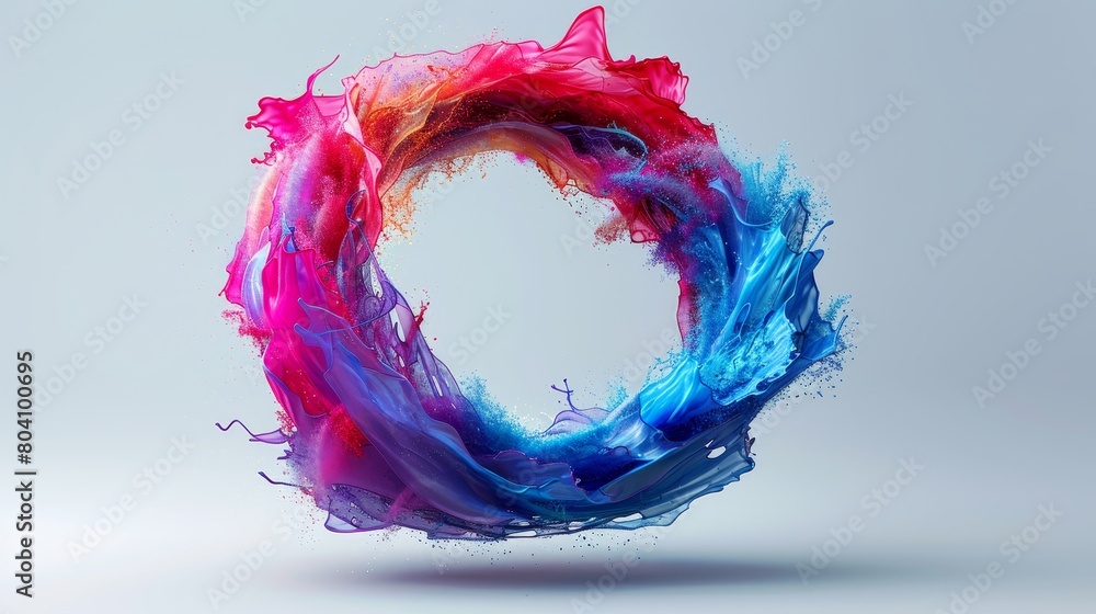 Poster a dynamic display of colorful paint splashes artistically forming an elegant circular shape