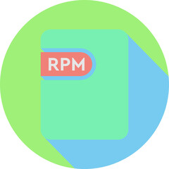 RPM File icon Jelly Bean and Sulu color  in circular shape