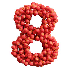 Alphabet made of red apples, number 8