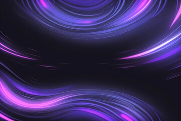 Abstrakter futuristischer Hintergrund mit rosa-blau leuchtenden Neon-Bewegungen mit hoher Geschwindigkeit, fließenden, geschwungenen Wellenlinien und Bokeh-Lichtern. 