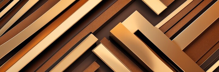 amber brown smooth shiny metal theme striped diagonal lines and blocks pattern abstract background from Generative AI