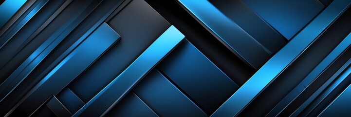 black blue gradient smooth shiny metal theme striped diagonal lines and blocks pattern abstract background from Generative AI