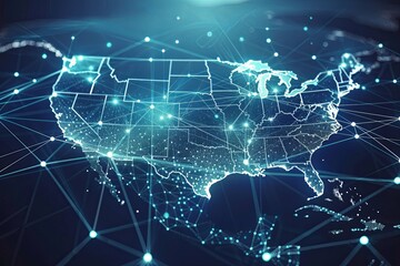 Digital US Hub: Abstract Global Cyber Connectivity Web