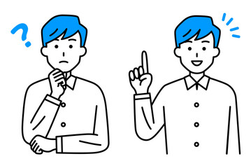 考える/ひらめく　カジュアルな男性　セット