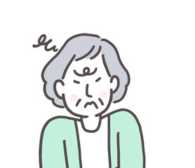 不機嫌なシニア女性