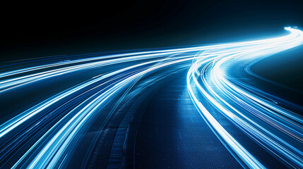 a picture of a highway with the lights on