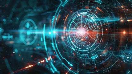 Circle Sci fi futuristic futuristic themed Background With Intricate Neo Technology.