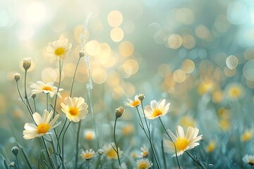Tranquil Meadow: Nature Wildflowers and Bokeh in Captivating Wallpaper