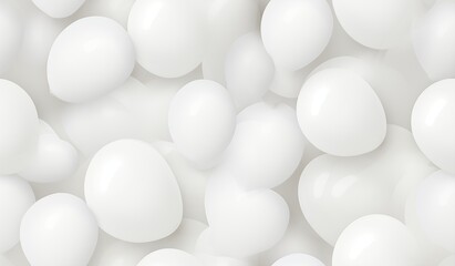 White balloons background. Concept for party or celebration event. Seamless pattern. AI generated