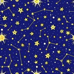 Fototapeta premium Seamless pattern of zodiac constellations against a starry backdrop, Generative AI