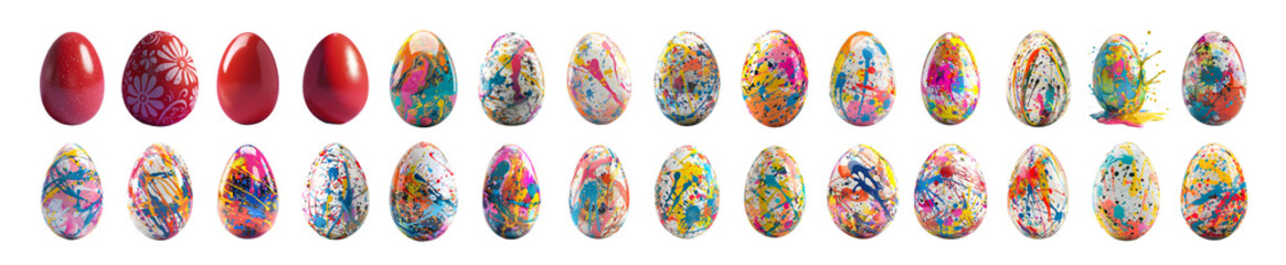 3D Rendering Pack of a Colorful Easter Egg on Transparent Background - Ai Generated