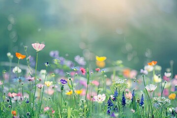 Wild Flower Meadows: Tranquil Nature's Palette in Soft Focus