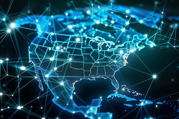 North America's Interconnected Web: US Global Communication Digital Map