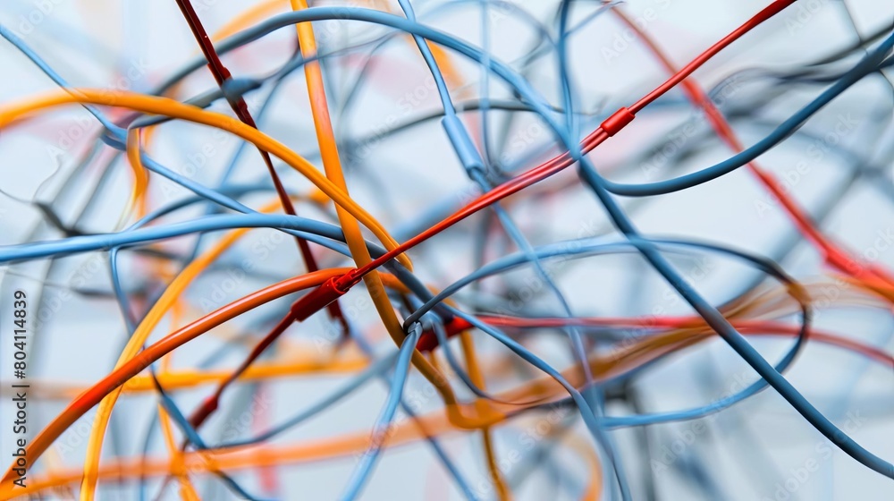 Poster abstract composition of tangled wires in a minimalist setting