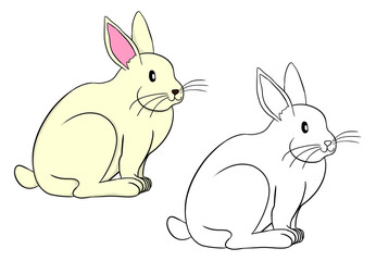 Fototapeta premium Cute illustration rabbit. Perfect for artwork, t-shirts, cards, prints, picture books, coloring books, wallpaper, prints, etc.