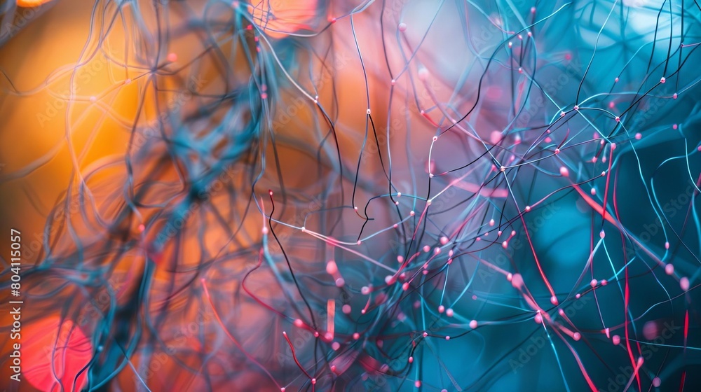 Poster abstract composition of tangled wires with a shallow depth of field