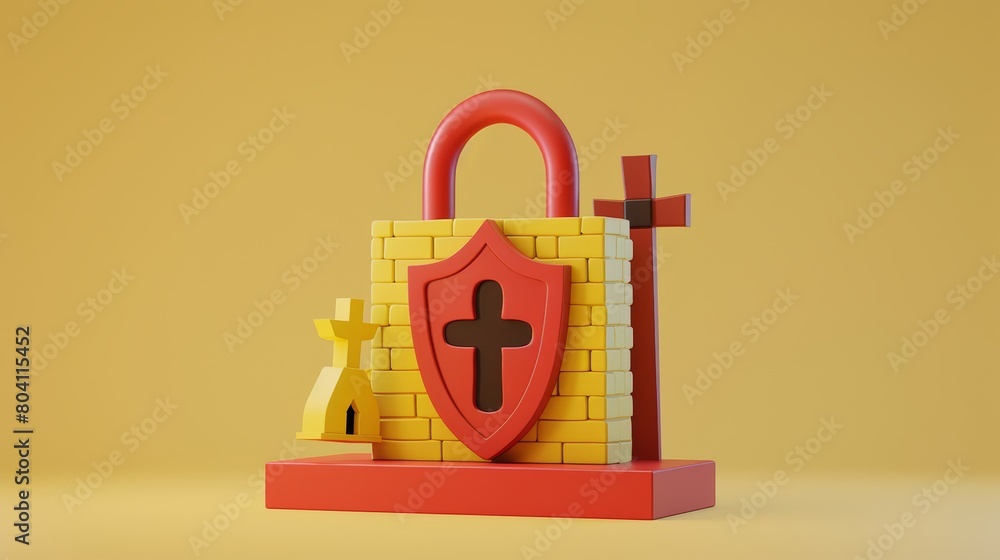Poster a 3d illustration of the concept of security warning, wrong password error or login error with red p