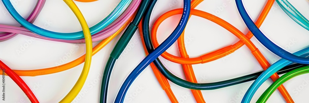 Poster abstract pattern of colorful ethernet cables against a isolated background