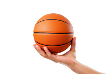 Hands holding a basket ball isolated on white background PNG