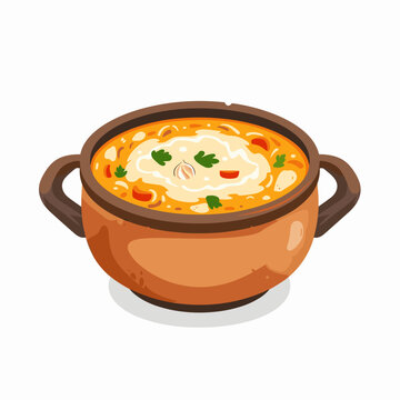 recommend clip art: A bowl of soup with a spoon in it