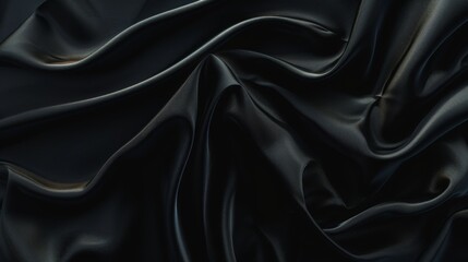 Fototapeta premium Black silk with folds background.