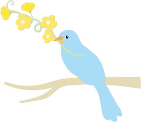 Flowers, birds, sky, clouds, dragonflies