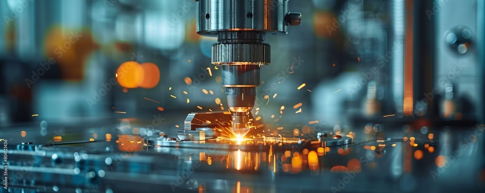 Poster engineering metrology, a probe from a coordinate measurement machine taking measurements from a engi
