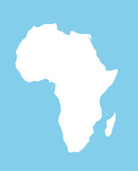 Obraz premium White silhouette from the continent of Africa. World map illustration on the blue background.