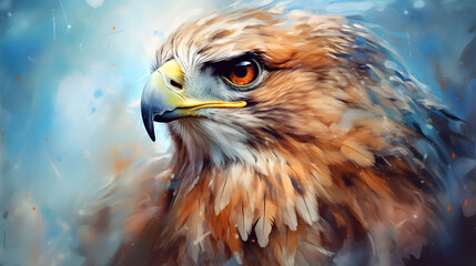 watercolor painting of close-up hawk