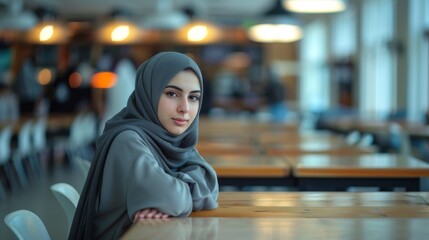 Professional Young Muslim Woman in Modern Office Environment. Generative ai.
