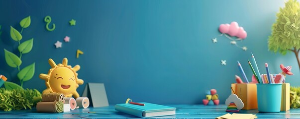 Summer School holidays backdrop. Back to school and education concept.