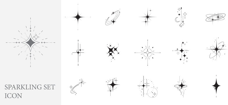 Sparking Symbol icon. Twinkling stars. Glowing light effect star. Sparkles, Shining burst.