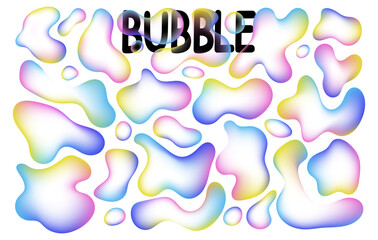 Set of abstract rainbow bubble. Multi color liquid shape. Abstract form and element design. Vector illustration