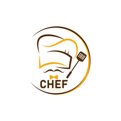 Chef food logo flat vector logo design.
