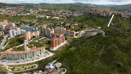 Aerial view of Poggio Tre Galli in Potenza, Basilicata, Italy. It is a peripheral part of the...