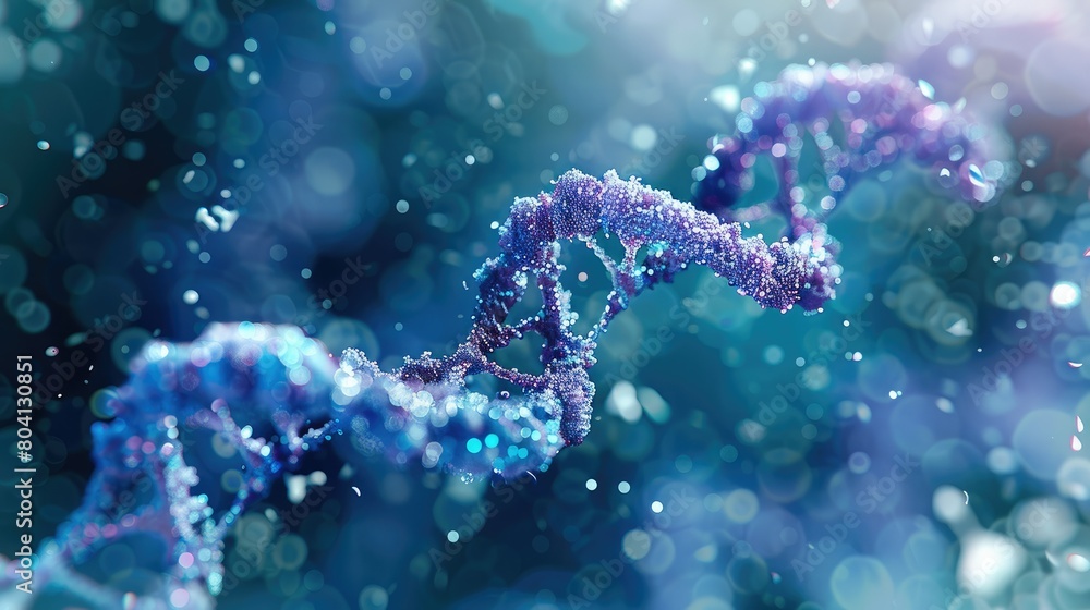 Poster The dynamic and complex concept of biological evolution through a representation of RNA (ribonucleic acid) sequences. Generative AI.