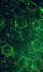 Obraz premium abstract hexagon pattern green background, digital cyberspace and technology concept wallpaper, virtual surface backdrop