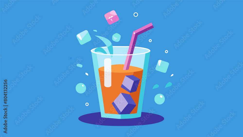 Aufkleber the clinking of ice cubes in a cold drink a refreshing break from dancing to the music. vector illus