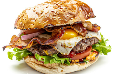 product shot of a burger, ingredients