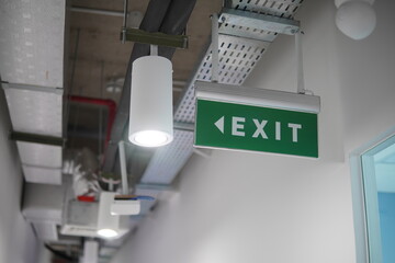 exit sign in a hotel