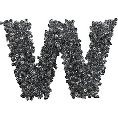 Alphabet made of steel bolts, letter w