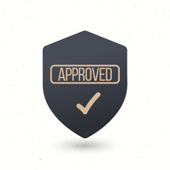 Shield approved with checkmark. Tick mark approved icon vector on white background.