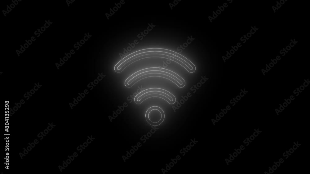 Poster glowing neon line wifi wireless internet network symbol icon isolated on transparent background. wir