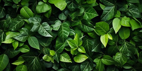 Green ivy leaves background. Natural green leaf texture. Top view.