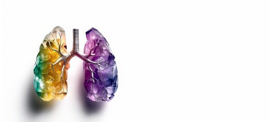 Abstract multicolored Human lungs. World no tobacco day banner. World Tuberculosis Day. National Asthma and Allergy Awareness Month. Lungs Disease, cancer, pneumonia, asthma, pulmonary concept.