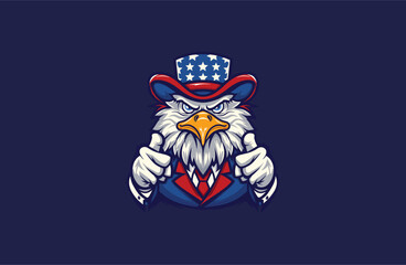 Eagle and Flag vector illustration flat design logo